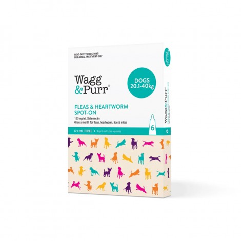 Wagg & Purr Fleas and Heartworm  for Dogs (Teal) 20.1-40kg (44-88llbs)