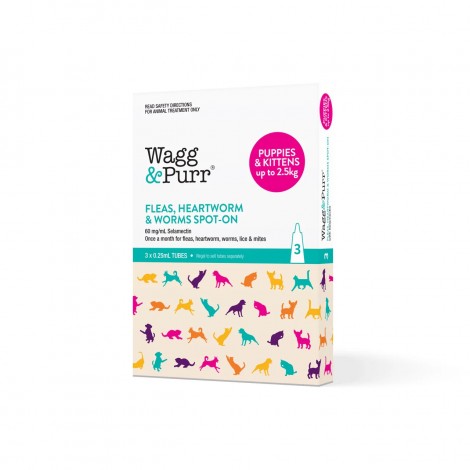 Wagg & Purr Fleas and Heartworm for ) for Puppies & Kittens unto 4kg (5.5llbs)